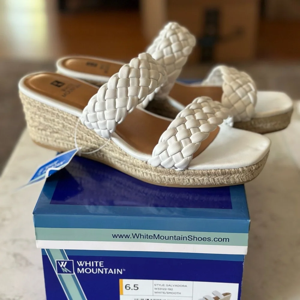 White Mountain White Braided Espadrille Sandals